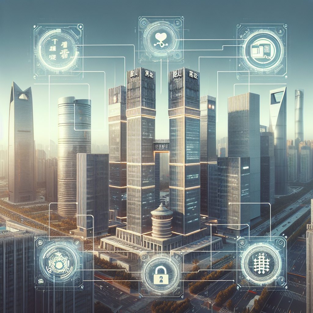 Centro tecnológico en China con elementos visuales de regulación