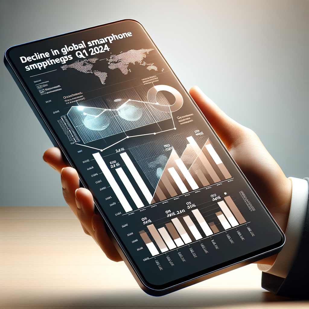 Gráfico de barras que muestra la caída en envíos globales de teléfonos inteligentes en primer trimestre de 2024