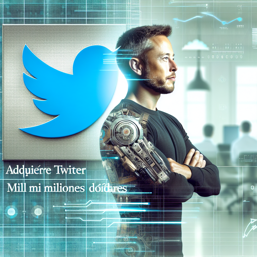 Elon Musk y logo de Twitter simbolizando la adquisición
